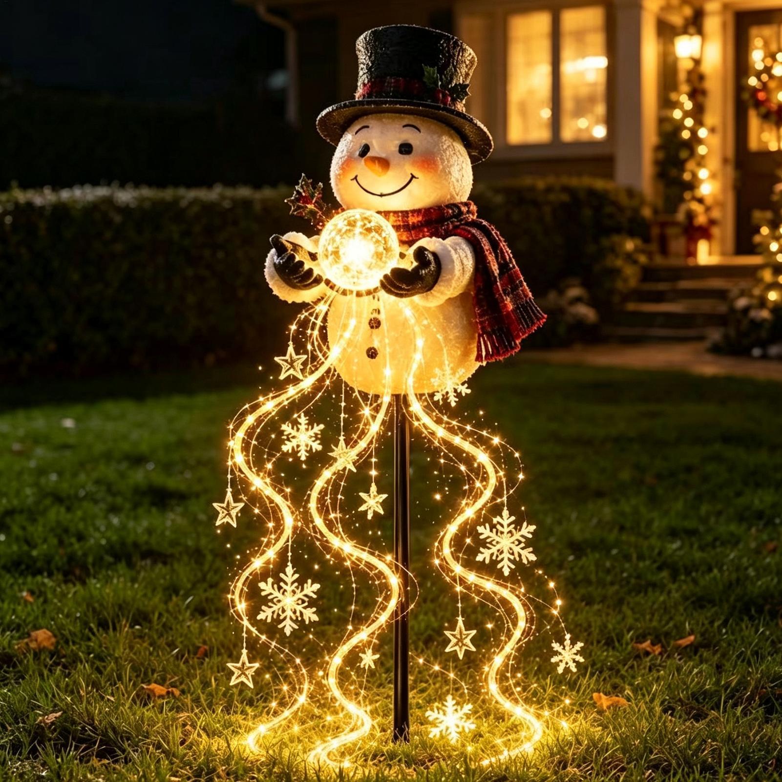 Outdoor Lighting Pathway - Weihnachts-Wegeleuchten 60cm Solar-Schneemann-Lichterkette Wasserdichte Feiertags-Stake-Lampen für