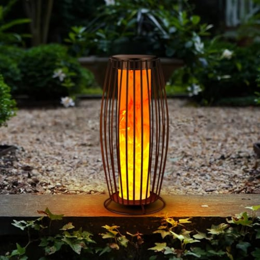 Outdoor Lighting Waterproof - Solar-Bodenlampe für den Außenbereich, flackernde Flamme,