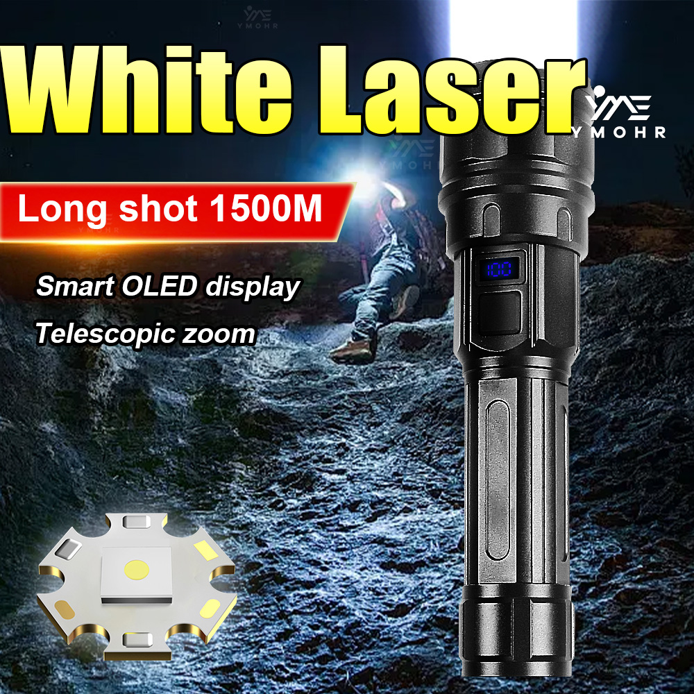 Outdoor Lighting Black - Weiße Laser-Hochleistungs-Taschenlampe, wiederaufladbare Lampen, zoombare, superhelle